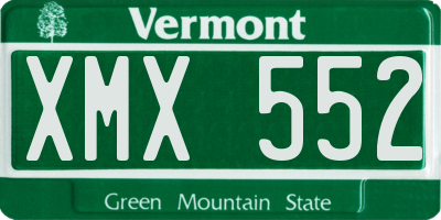 VT license plate XMX552