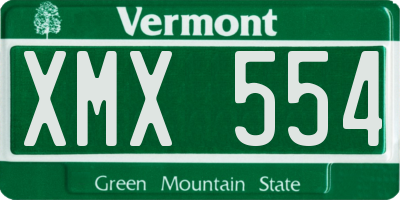 VT license plate XMX554
