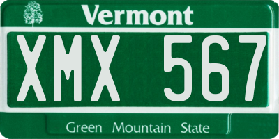 VT license plate XMX567