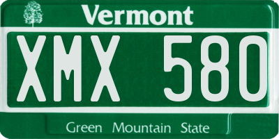 VT license plate XMX580