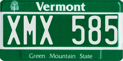 VT license plate XMX585