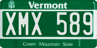 VT license plate XMX589