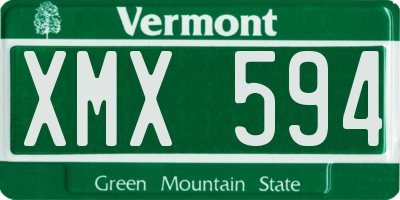 VT license plate XMX594