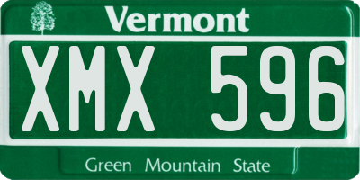 VT license plate XMX596