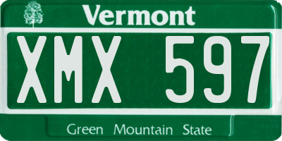 VT license plate XMX597