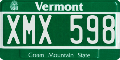 VT license plate XMX598