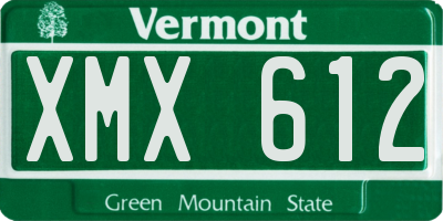 VT license plate XMX612