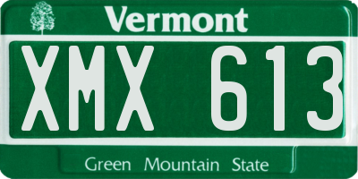VT license plate XMX613