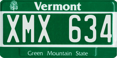 VT license plate XMX634