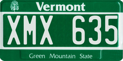 VT license plate XMX635