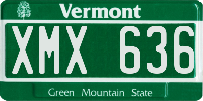 VT license plate XMX636