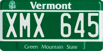 VT license plate XMX645