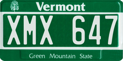 VT license plate XMX647