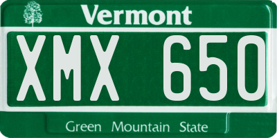 VT license plate XMX650