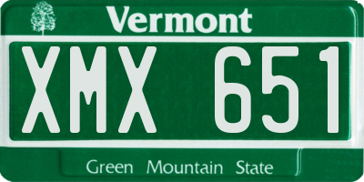 VT license plate XMX651