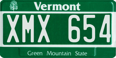 VT license plate XMX654