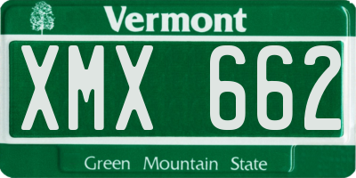 VT license plate XMX662