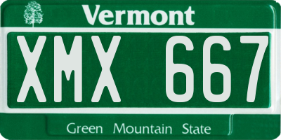 VT license plate XMX667