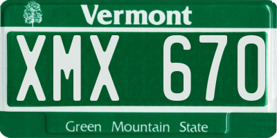 VT license plate XMX670