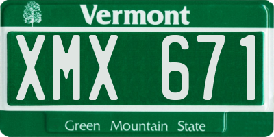 VT license plate XMX671