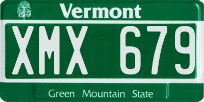 VT license plate XMX679