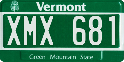 VT license plate XMX681