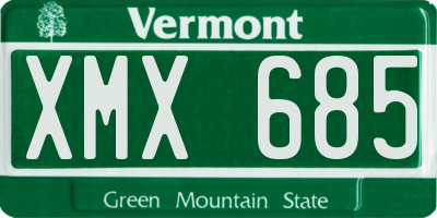 VT license plate XMX685