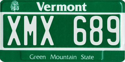 VT license plate XMX689
