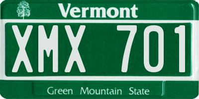 VT license plate XMX701