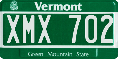 VT license plate XMX702