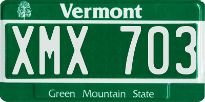 VT license plate XMX703