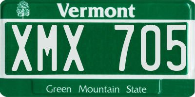 VT license plate XMX705