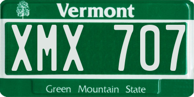 VT license plate XMX707