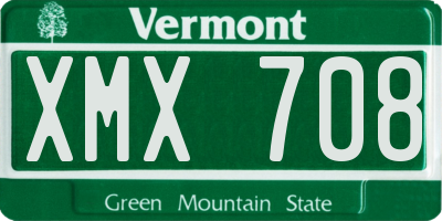 VT license plate XMX708
