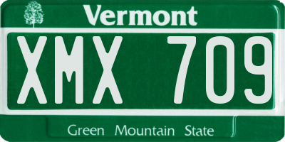 VT license plate XMX709