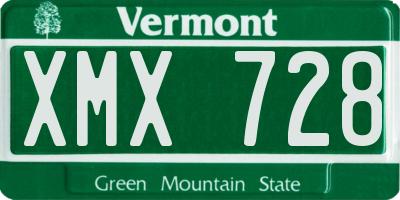VT license plate XMX728