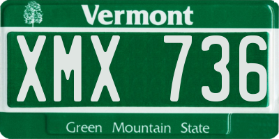 VT license plate XMX736
