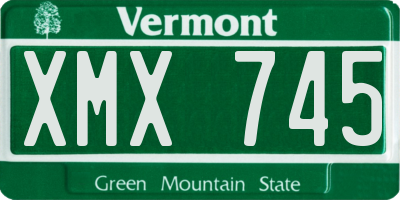 VT license plate XMX745