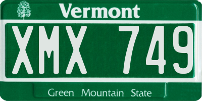 VT license plate XMX749