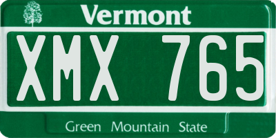VT license plate XMX765