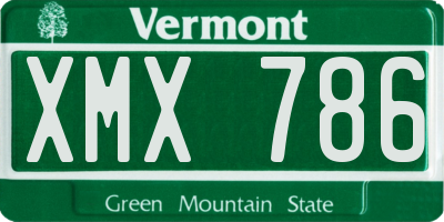 VT license plate XMX786