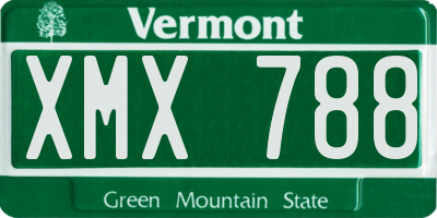 VT license plate XMX788