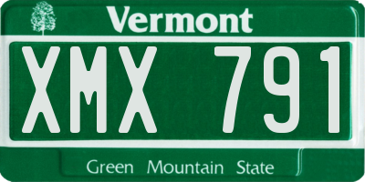 VT license plate XMX791