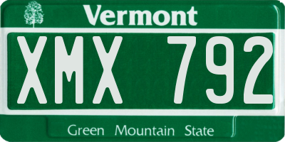 VT license plate XMX792