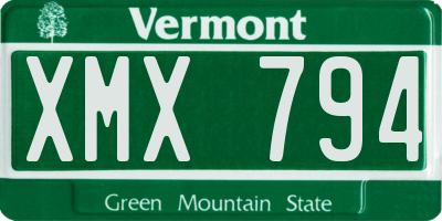 VT license plate XMX794