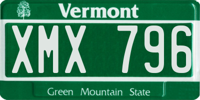 VT license plate XMX796