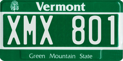 VT license plate XMX801