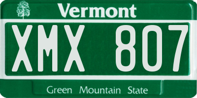 VT license plate XMX807