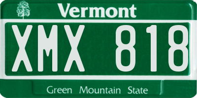 VT license plate XMX818
