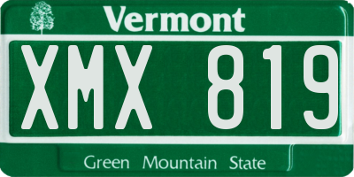 VT license plate XMX819